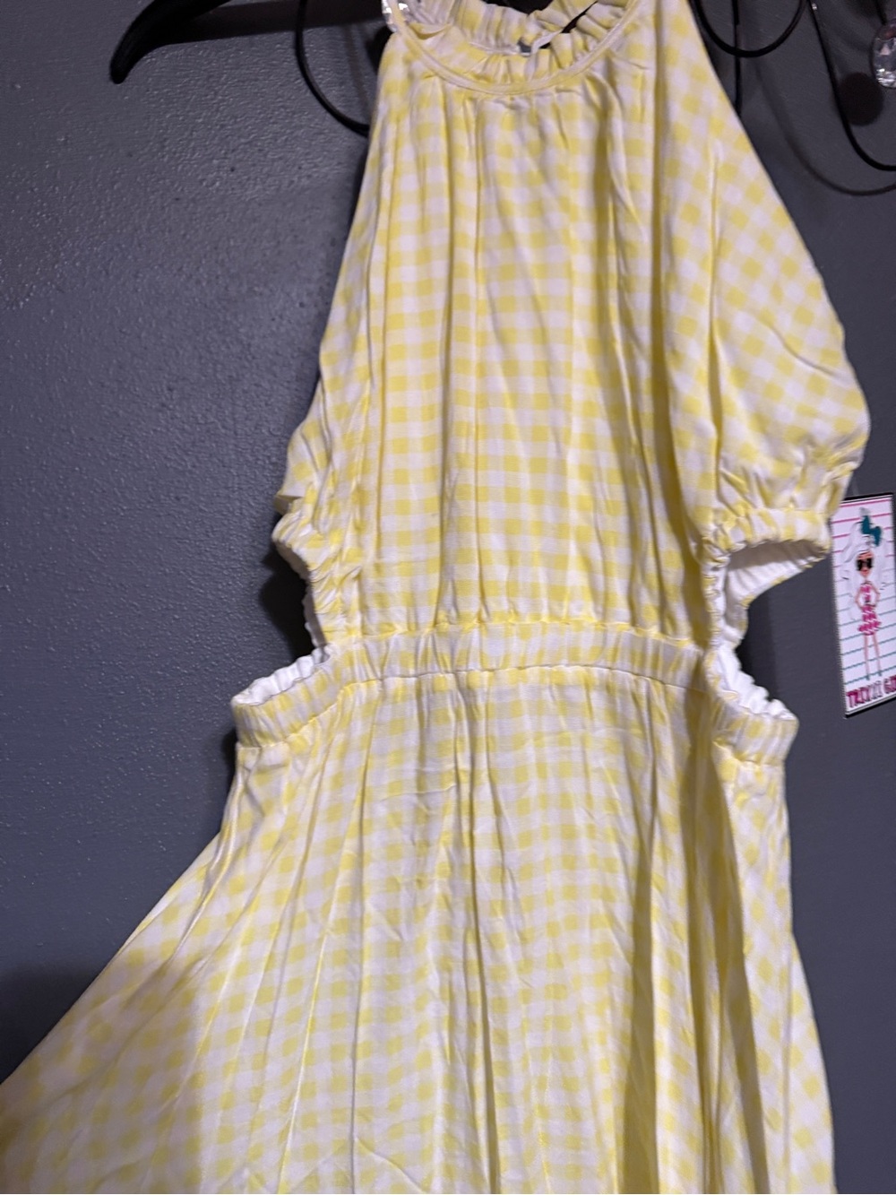 Trixxi Yellow Gingham Halter-Style Sundress